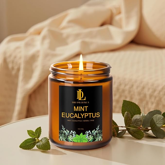 Mint Eucalyptus Candles, Mint Eucalyptus Scented Candle, Mother's Day Candle Gifts for Women, Soy Candles for Home Scented, 7oz 50 Hours Burn