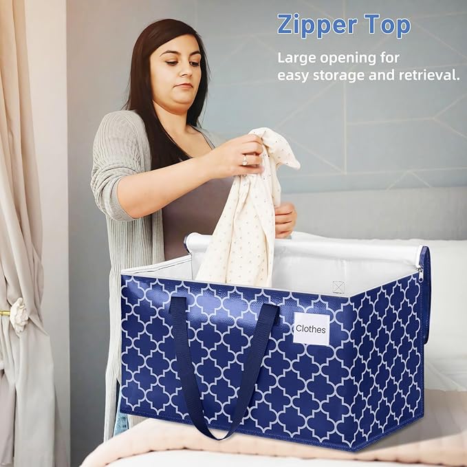 Fabspace Moving Bags, Extra Large Moving Supplies, Heavy Duty Storage Bags, Packing Bags with Reinforced Zippers & Handles, Collapsible Packing Boxes, Storage Totes for Moving, Packing, 100L, 6 Packs