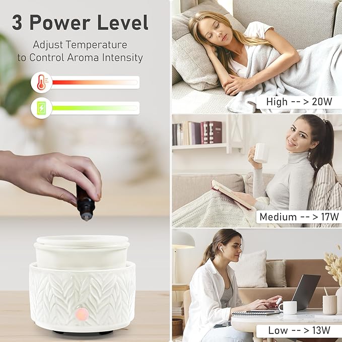 EQUSUPRO Wax Melt Warmer with Timer-3-in-1 Wax Melter Burner with Silicone Liner, Fragrance Warmer for Scented Candles, Wax Tarts, Essential Oils to Freshen Home Office, Auto Shut Off & Temperature
