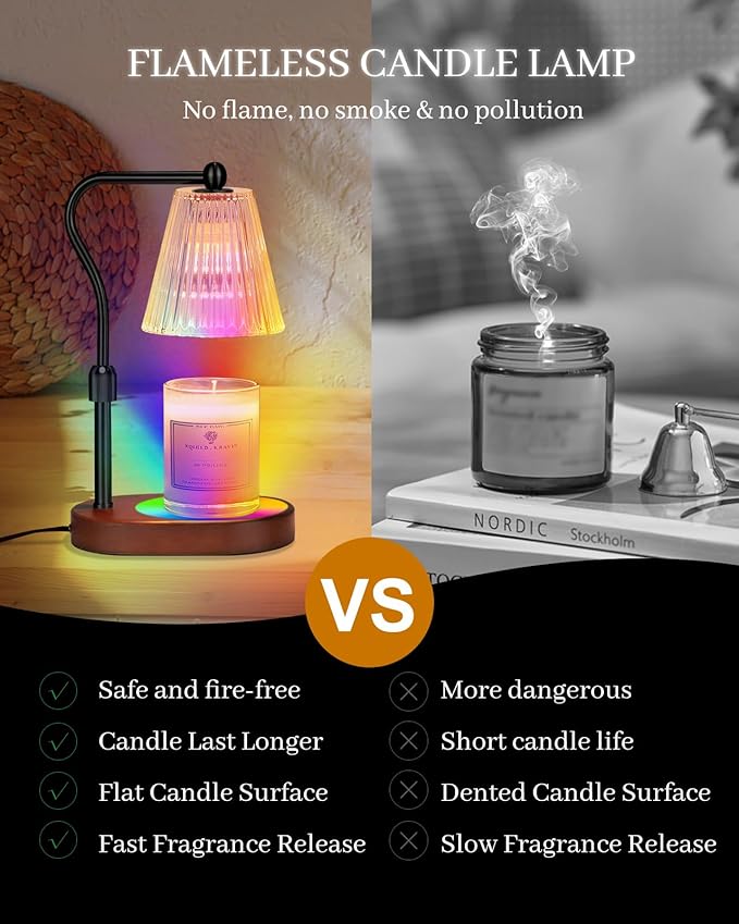Engpure Candle Warmer Lamp with 7 LED Colors Lamp,Candle Warmer with Timer Dimmer Adjustable Height,Christmas Gift for Women Mom,Birthday Gifts for Women Mom