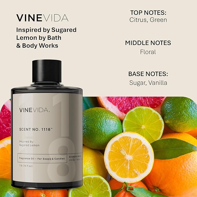 VINEVIDA [16oz] Sugared Lemon Fragrance Oil for Candle Making and Soap Making - Premium Candle Scents for Soy Candles