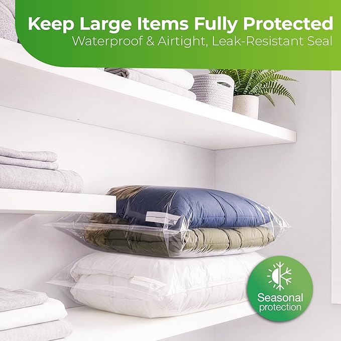 5 Gallon Storage Bags - 10 Count, Extra Strong And Super Durable, 2 Mil Thick, Leak-Proof Unique Zipper, Extra Large Storage Bags for Home & Travel