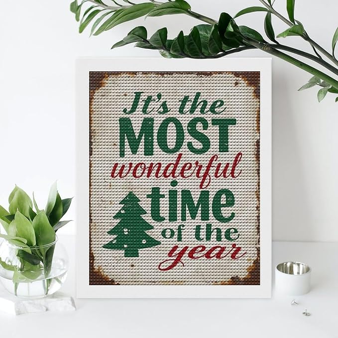 Diamond Painting Kits for Adults - Humorous Quote & Christmas Tree Most Wonderful Time of The Year Painting DIY 5D Full Drill Diamond Dots Paintings with Diamonds Gem Art And Crafts Home Decor 16"x20"