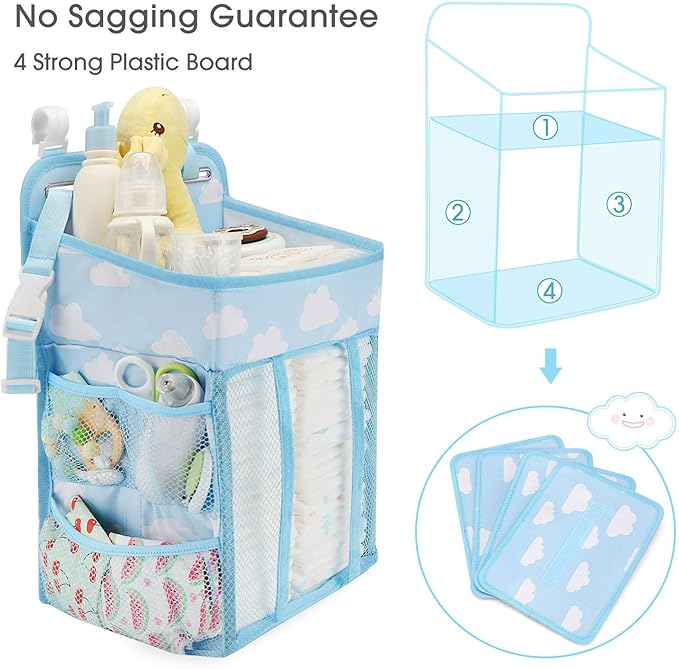 Maliton Hanging Diaper Organizer - Diaper Stacker for Changing Table, Crib, Playard or Wall & Nursery Organization Baby Shower Gifts for Newborn
