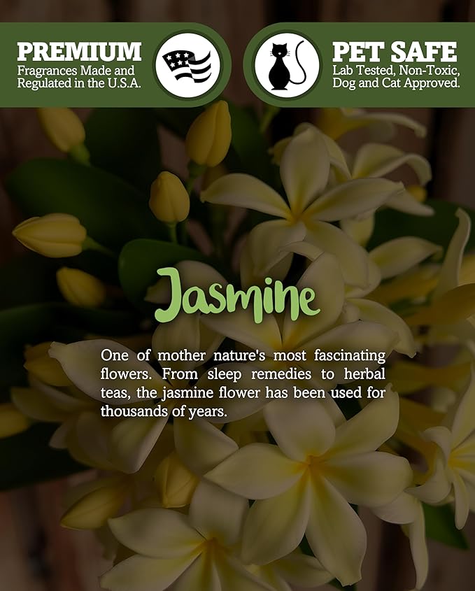 Pure Jasmine Highly Scented Natural 3 Wick Candle, Essential Fragrance Oils, 100% Soy, Phthalate & Paraben Free, Clean Burning, 14.5 Oz.