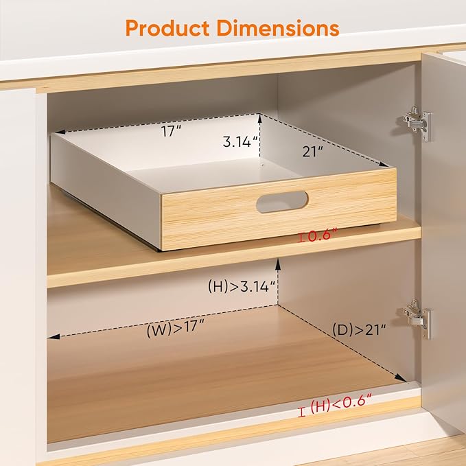 POKIPO Pull Out Drawer for Cabinet, Metal Slide Out Shelf Fixed with Adhesive Nano Film, 1 PCS Multi-Purpose Cabinet Organizer for Kitchen, Pantry and Office, XX-Large