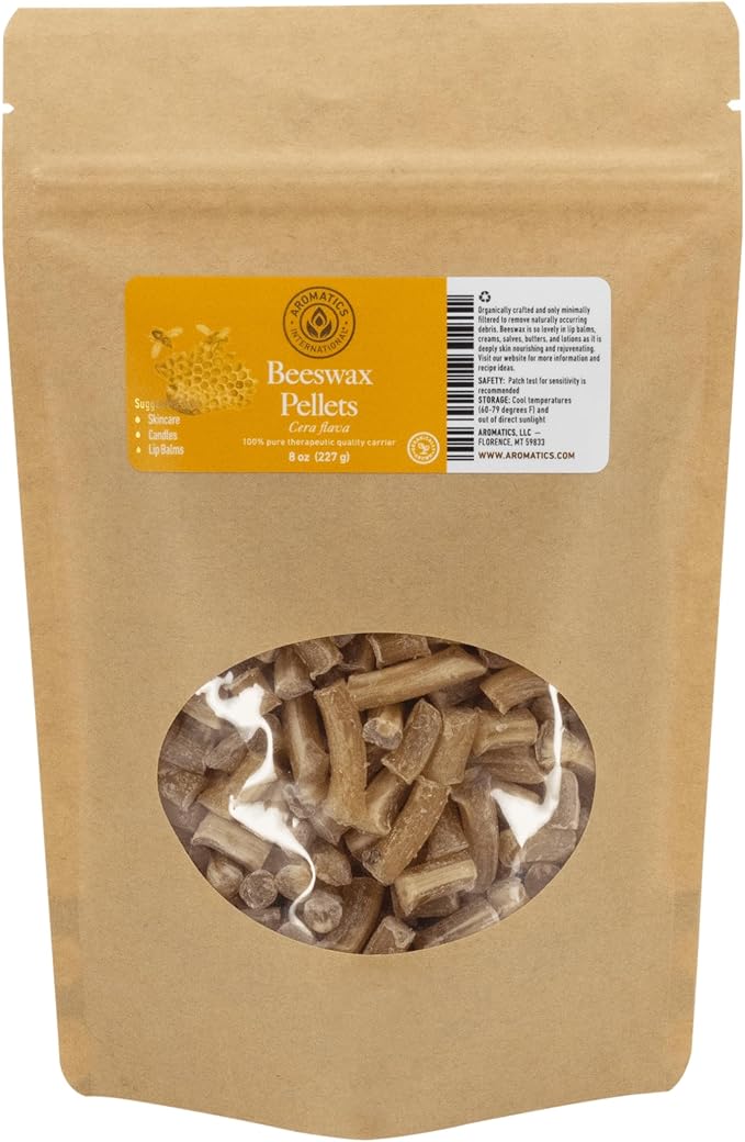 Aromatics International Beeswax Pellets 8oz – Natural Organic Beeswax for DIY Skincare, Lip Balms, Candles, Salves, and Body Care Products