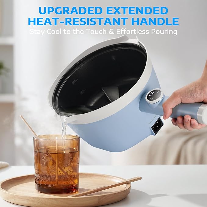 OFFNOVA Self-Stirring Wax Melter - Melt 6LB in 6 Min (3X Faster, Save 20 Min), 1000W Power, 3L/0.8Gal Large Capacity, Digital Temp Display, Heat-Resistant Handle, Candle Making Kit for Beginners & DIY