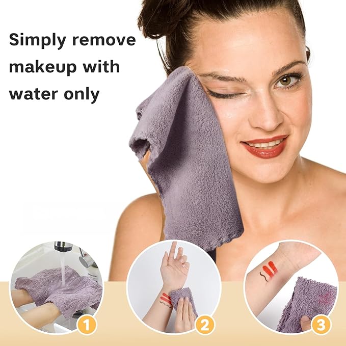 Microfiber Face Cloth Reusable Makeup Remover Facial Cleansing Towel Ultra Soft Face Washcloth 12inchx12inch