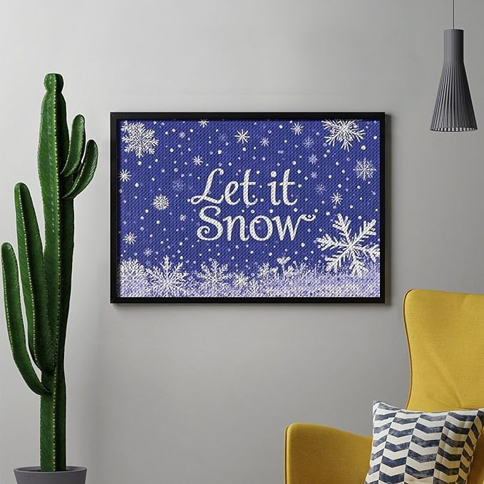AIVKIEJK Diamond Painting Kits for Adults - Festive Snowflake Christmas Let It Snow Painting DIY 5D Full Drill Diamond Dots Paintings with Diamonds Gem Art and Crafts Home Decor 8"x12"