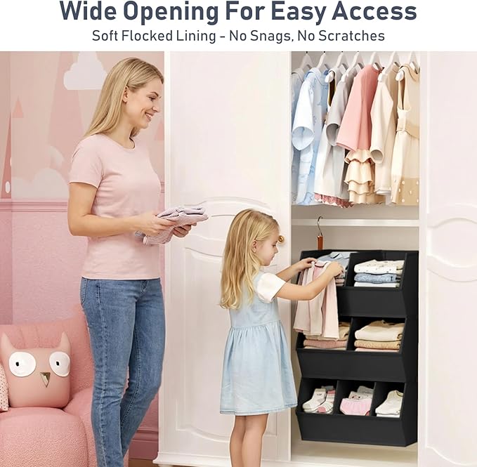 Hanging Closet Organizer Extra Large, Clothes Hanging Shelves for Closet with Divider, Collapsible Closet Storage System, Fabric Storage Bins for Home, Dorm, Rv, Sweaters, Handbags, Underwear, Sock