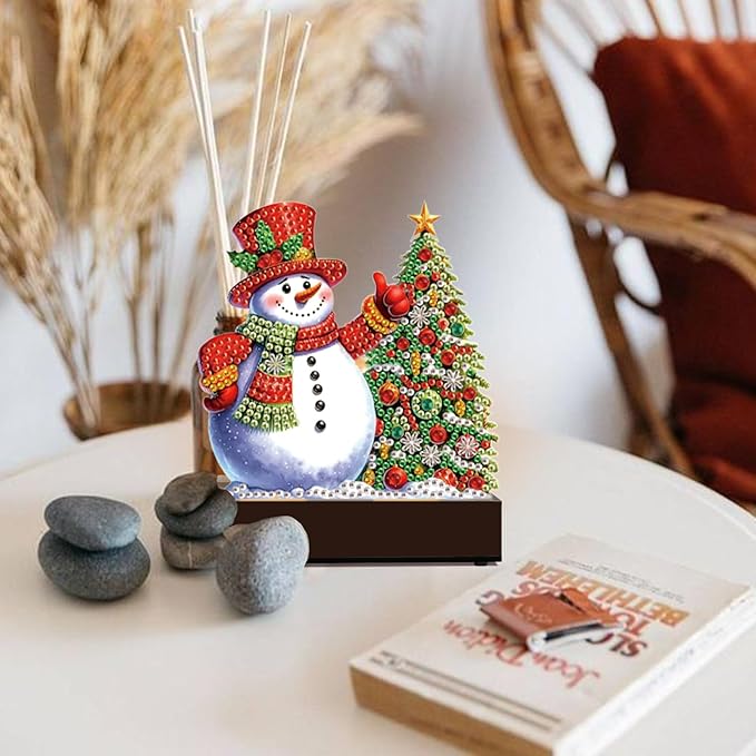 Diamond Painting Taper Candle Holders 12x11cm Candlestick Holders Centerpieces Candlestick Holders Candle Stick Holders for Home Decoration Party Housewarming Gifts Christmas Snowman