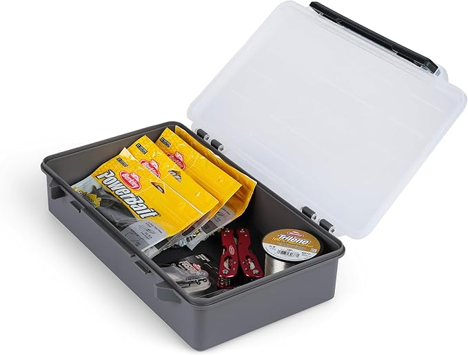 Plano StowAway 3700 Deep Open Stow Tackle Box, with Corrosion-Preventive Rustricor, Single Latch Design, Transparent DuraView Lid, Stackable Storage for Fishing Bait, Lures and Gear