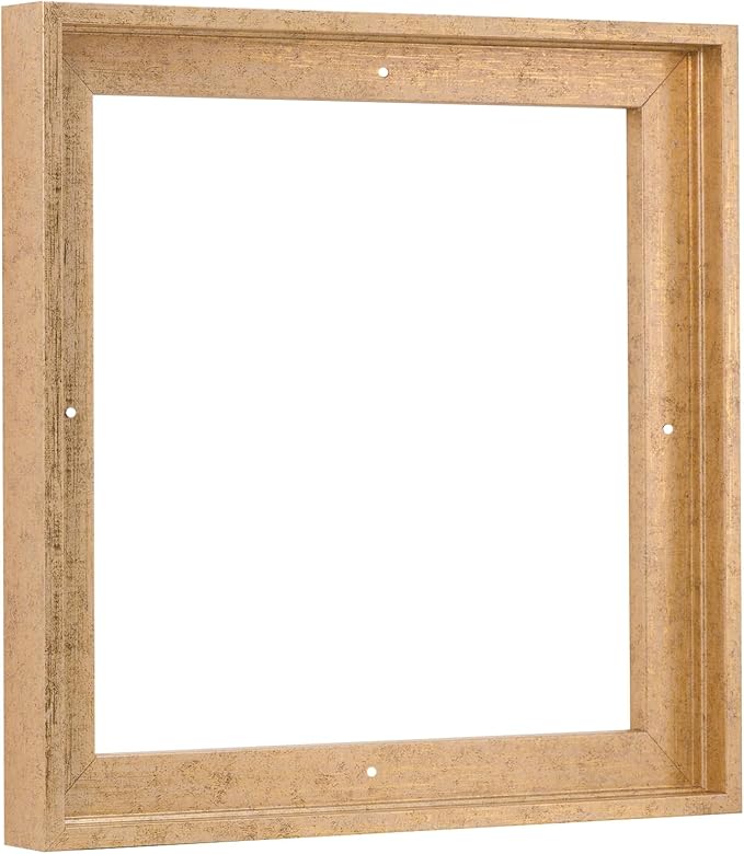 Pixy Canvas Floater Frame 31x31 for 3/4 (0.75) inch Deep Canvas Paintings/Canvas Prints/Wood Canvas Panels/Wall Art/Wall Decor/Home Decor/Artwork (Scratched Gold & Cream, 31 x 31 inch, Square)