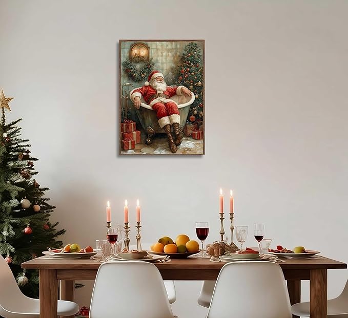 Paint by Number Kit for Adults & Kids, Santa in Bathtub Christmas DIY Painting Kit, 16x20 Inch Canvas, Holiday Gift Home Decor Art Project Unframed