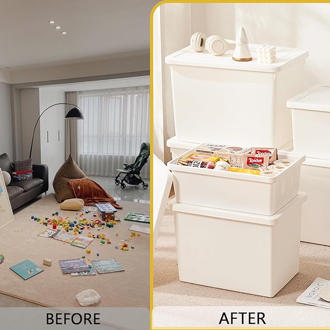 15 Quart high-end White multifunction storage box with lid，Stackable Plastic Boxes，with handle,Garage storage，home storage,Waterproof and moisture-proof.（white，2L）
