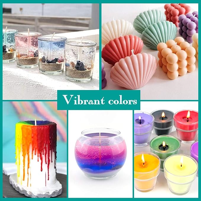 YRYM HT Candle Dye - 16 Popular Vibrant Colors Candle Making Liquid Oil-Based Dye for Wax - Safe and Natural (16 Bottle)