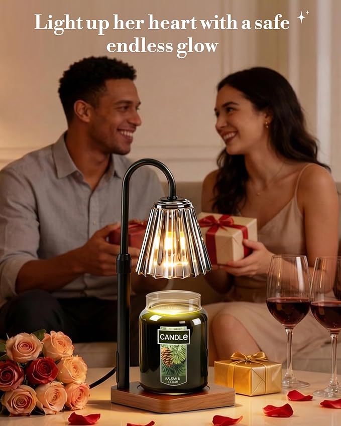 Marycele Black Candle Warmer Lamp with Timer & Dimmer Adjustable Height for Candle Jars, Mothers Day Gifts for Mom Birthday Gifts for Women Sister, Wax Candle Lamp Warmer Home Decor with 2 Bulbs