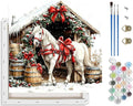 TCDZMYGS Christmas Paint by Numbers Kit for Adults Beginner,Christmas Horse Paint by Number Kits with Frame,DIY Acrylic Oil Painting by Numbers for Home Wall Decor 10 x 10 inch