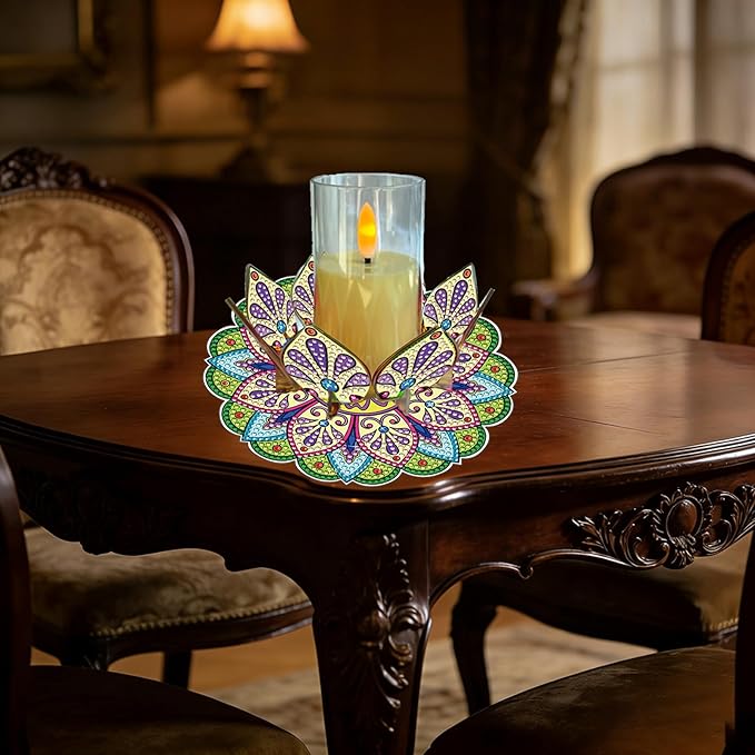 5D DIY Diamond Art Painting PVC Flower Candle Holders Tealight/Tea Light/Votive Candle Holder, for Table Centerpiece Home Décor Party Wedding Dinning-Flower-13