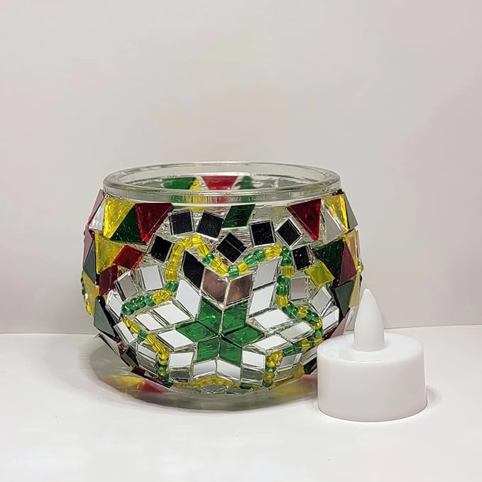 wpdash Turkish Mosaic Candle Holder Artistic Decor Night Light Ideal for Student Desk Ornament Bar Decor Home DIY Craft Holiday Gift