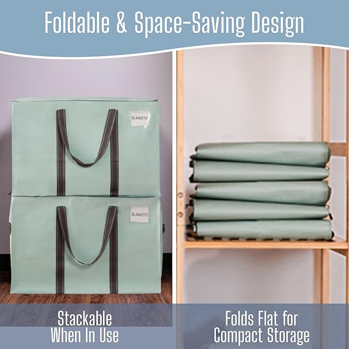 VENO 8 Pack Heavy Duty Moving Bags, Extra Large Storage Bags with Reinforced Handles & Strong Zippers, Foldable & Reusable Moving Box Alternative for Clothes & Dorm Storage