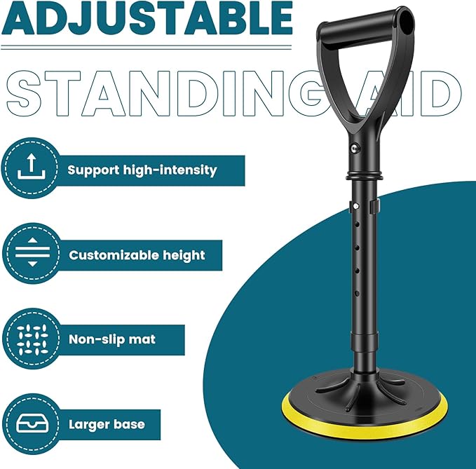 Mobility Aids Tool for Elderly, 17.3"-21.6" Height Adjustable Mobile Standing Aid Device for The Senior,Portable Stable Supports Equipment to Assist The Elderly in Getting Up from The Floor/Ground
