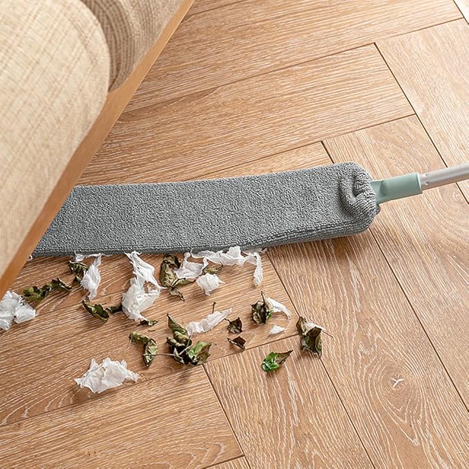 2025 New Retractable Gap Dust Cleaning Artifact, Saker Plus Mop with 3-Layer Hook 3 Microfiber Dusting Cloths Long Handle for Cleaning Under Refrigerator