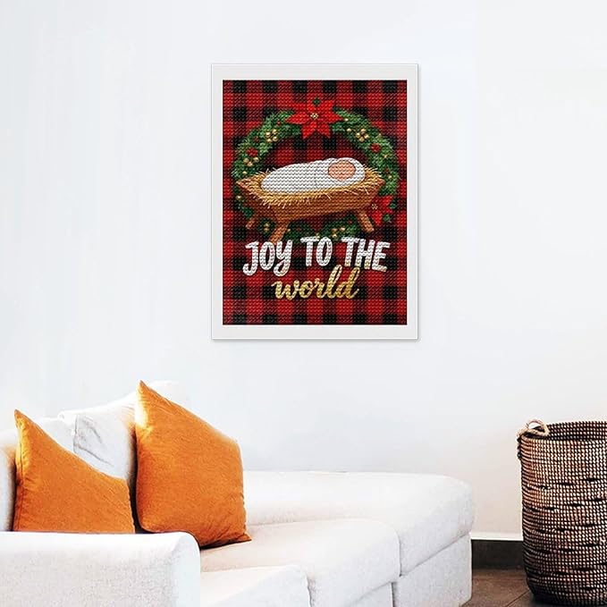 AIVKIEJK Diamond Painting Kits for Adults - Faith Christmas World Joy Painting DIY 5D Full Drill Diamond Dots Paintings with Diamonds Gem Art and Crafts Home Decor 12"x16"