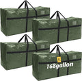 Windyun 4 Pack 168 Gallon Extra Large Moving Bags XXL Heavy Duty Storage Bag with Strong Zipper Handle Jumbo Big Tote Box Foldable for College Dorm Travel Clothes Duffle Blanket Pillow(Army Green)