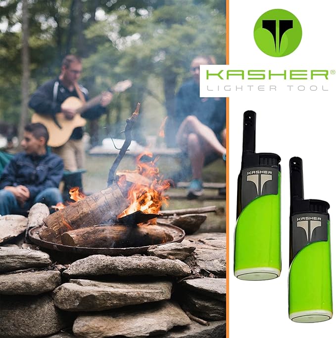Kasher EZ Reach Candle Lighter with Candle Tool - Extended Wand - Ideal for Lighting Scented Candle Jar, Camping, Outdoor, and BBQ - Pack of 2