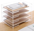 HeZone Acrylic Desk Organizer, 4 Tier Paper Tray, Clear Letter Tray, Office Accessories