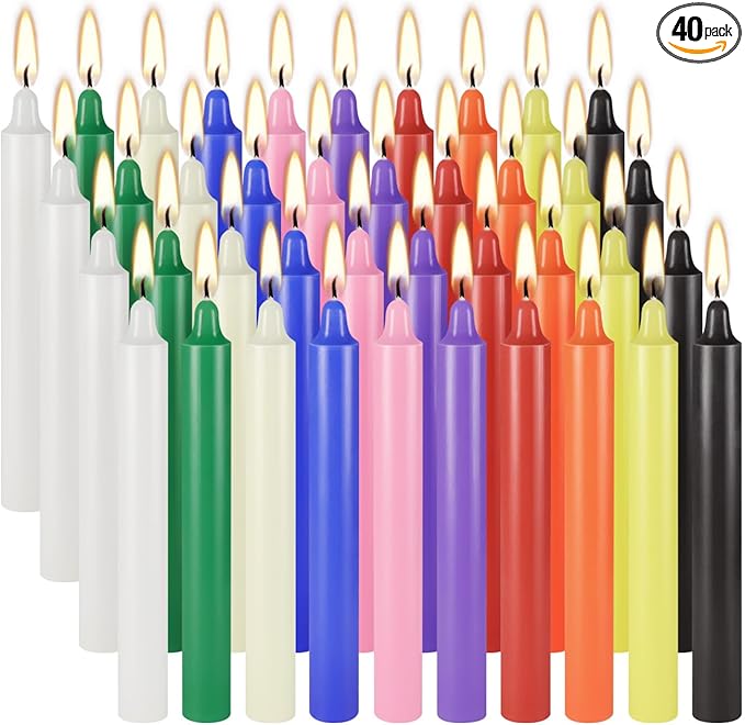 40 Pack Assorted Color Spell Chime Candles-4 Inch Mini Taper Candles-10 Colored Taper Candle,Long Burning Ritual Candles for Home Decor Kitchen Wedding Decoration,Witches & Spiritual Practices