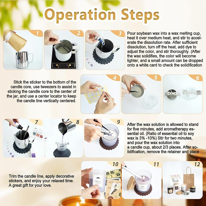 DOPXXBB Complete Candle Making Kit, DIY Candle Making Supplies for Adults, Include Soy Wax, Candle Cups & Tins Candle Wicks & Light Aroma Type Scents, Liquid Dyes & More