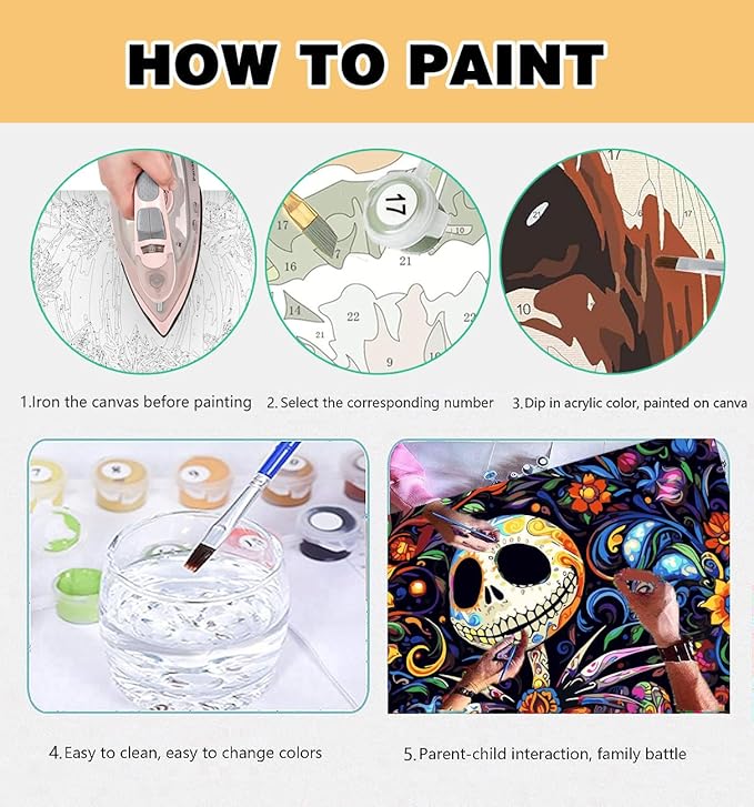 Meothan Paint by Numbers Kits for Adults Beginners- Easy Canvas Nightmare Before Christmas Paint by Number for Home Decor and Gifts 16X20 inch (Halloween)