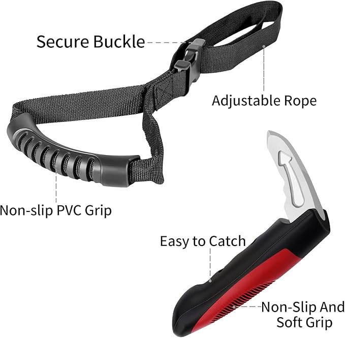Car Handle Assist for Elderly, Door Handles for Automotive, Multifunctional Car Handle Assist, Handicapped Elderly Assistant Support Bar, Red with Strap