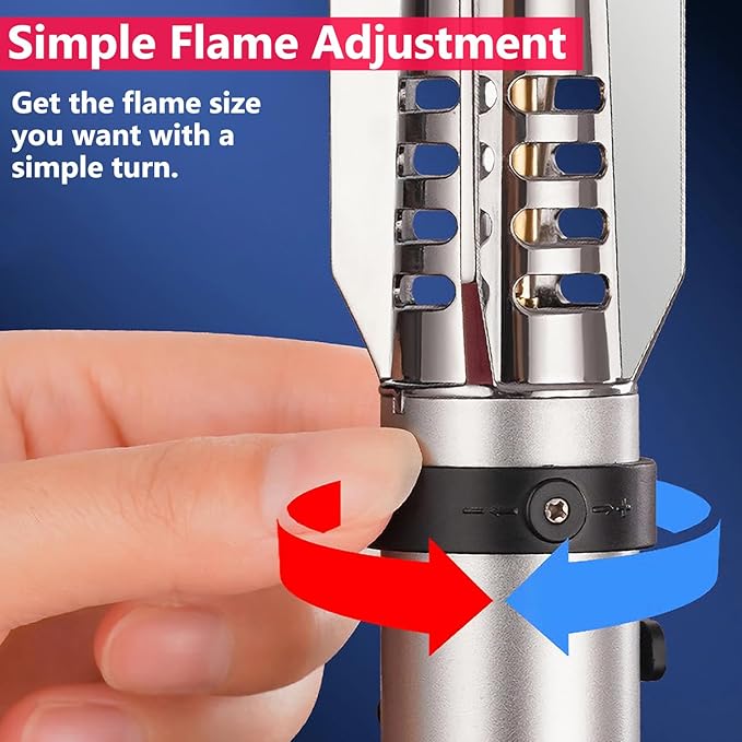Large Torch Lighter, Windproof Butane Lighters with Flame Adjustable, Refillable, Jet Flame, Flame Switch Lock, Cool Lighter for Men.(Gas Not Include)