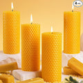 4 Pack Beeswax Candles, Pure Natural Beeswax Pillar Candles-80 Hours Long Burning,Organic Bees Wax Candles for Home,Paryer,Parties,Unscented Dripless Smokeless Beeswax Candle Bulk 2x5in