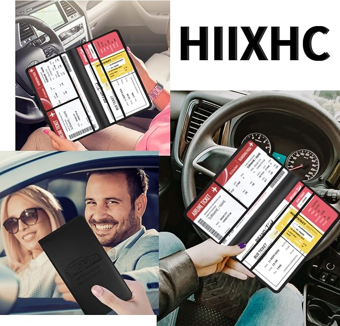 Car Registration and Insurance Card Holder - Leather Vehicle Glove Box Automobile Documents Paperwork Wallet Case Organizer for ID, Driver's License, Key Contact Information Cards