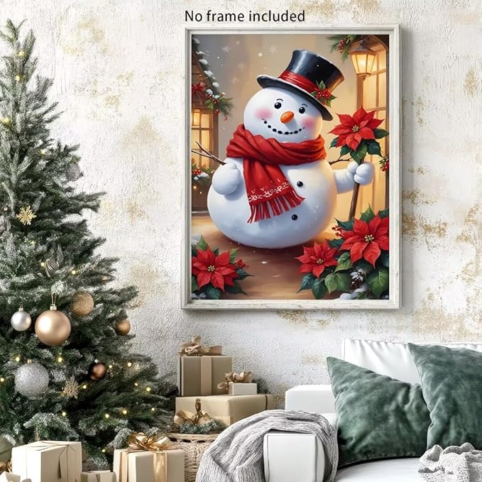 QZOTRXI 5D Snowman Diamond Art Painting Kits for Adults, Cute Christmas Snowman Round Full Drill Winter Diamond Art Crafts for Home Wall Decor Gift 10x12 Inch