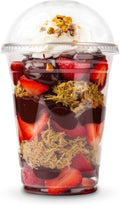 [200 SET]HAKOWARE 16oz Ultra Clear Disposable Plastic Cold Cups with Open Hole Dome Lids, PET Party Drinking Cups, Iced Coffee Smoothie Cold everage, Dubai Chocolate Strawberry Cups
