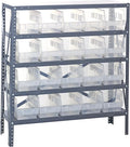 Quantum Storage Systems 1839-204CL Solid Heavy Duty 5 Shelves 20 Store-More Clear Bins 39" H x 36" W x 18" D