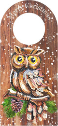 Owl Diamond Art Painting Christmas Door Knob Hanger Signs DIY Kits 5D Diamond Art Wood Christmas Door Handle Hanging Ornaments Special Shaped Rhinestones Paint by Number Stitch Room Front Door Decor