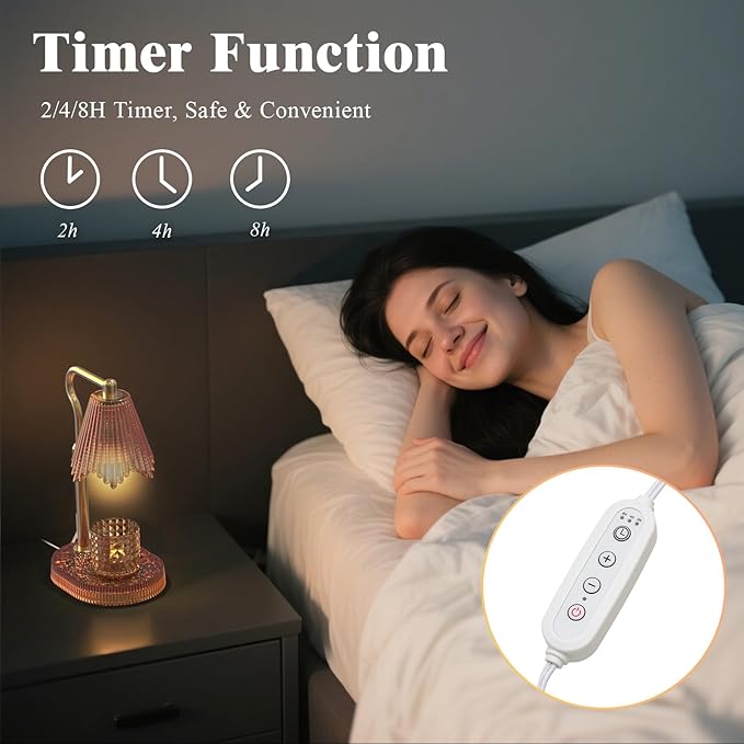 Candle Warmer Lamp with Timer & Dimmable 4-Level Brightness - Adjustable Height,for New Home Bedroom, Gifts for Women (Brown)