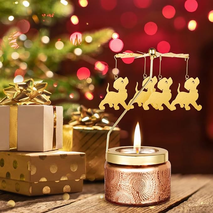 Candle Gifts for Women, Mom, Wife, Girlfriend, Sister, Her, Female Friends, Gifts for Women Birthday Unique, Mothers Day Gift, Anniversary Rotating Candles Gift for Woman (Dog)