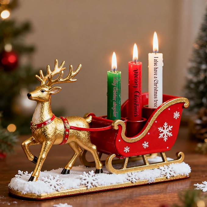 6 PCS Candle Tattoos Christmas, Christmas Tattoos for Candles Xmas Candle Stickers Santa Reindeer Snowflake Xmas Tree Water Transfer Decals for Holiday Candle Decoration (C)