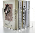 4 Vertical Compartments File Holder, Clear Acrylic Desk Organizer and Storage Bins Holding for Magazines, Binders, Notebooks, Envelopes, Multi-purpose Document Organizer for Home Office