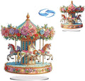 ARTopet DIY Diamond Desktop Ornament PET Irregular Shape Special Shaped Crystal Double Sided Pattern Single Sided Diamond Art Painting Tabletop Home Ornaments Decor (Carousel)