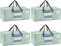 VENO 4 Pack Heavy Duty Moving Bags, Christmas Storage Bins with Lids, Transparent Window Design, Alternative to Moving Boxes, Storage Bags for Clothes, Blankets, Comforters (Shiny Light Green, 4 Pack)