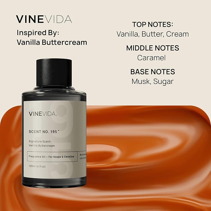 VINEVIDA [4 oz] Scent Vanilla Buttercream; Fragrance Oil for Candle Making and Soap Making - Winter & Holiday Oils